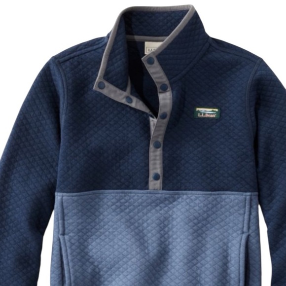 L.L. Bean Quilted 1/4 snap Colorblock pullover - Picture 1 of 8
